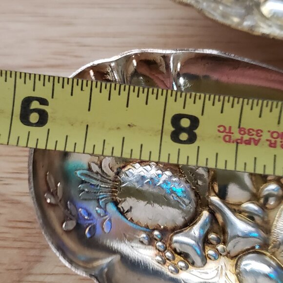 Sheffield England EPNS A1 Silverplate Salad Serving Set Fruit Embossed Gold Wash - Picture 4 of 15